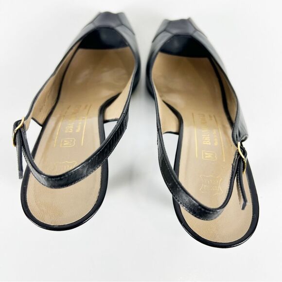 Vintage Bruno Magli Patchwork Leather Slingback Heels Peep Toe Buckle 8.5 AA - Picture 11 of 13